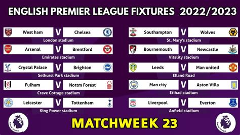 english premier league schedule tomorrow